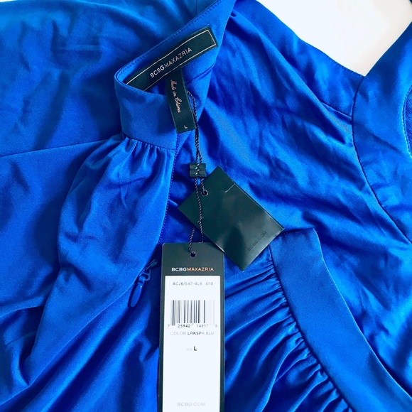 NWT BCBG Blue Cutout Jeweled Mini Dress L - Picture 5 of 6